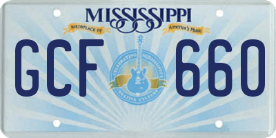 MS license plate GCF660
