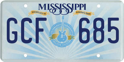MS license plate GCF685