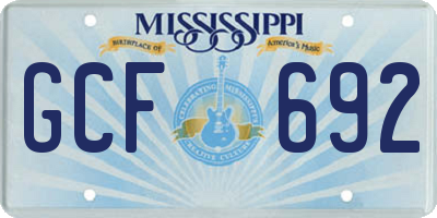 MS license plate GCF692