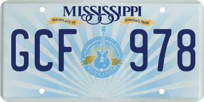 MS license plate GCF978