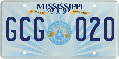 MS license plate GCG020