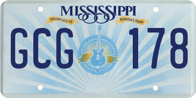 MS license plate GCG178