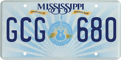 MS license plate GCG680