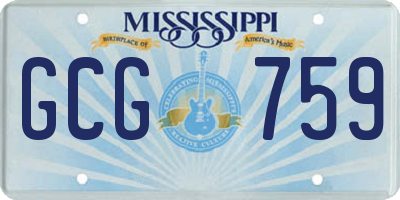 MS license plate GCG759