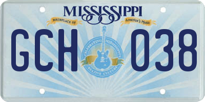 MS license plate GCH038