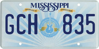 MS license plate GCH835