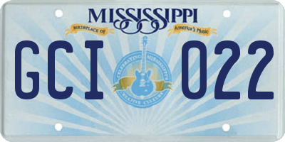 MS license plate GCI022