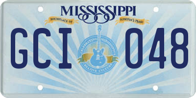 MS license plate GCI048