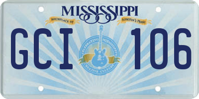 MS license plate GCI106