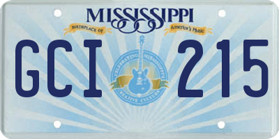 MS license plate GCI215