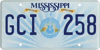 MS license plate GCI258