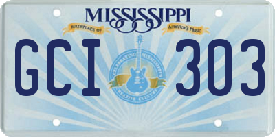 MS license plate GCI303