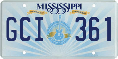 MS license plate GCI361