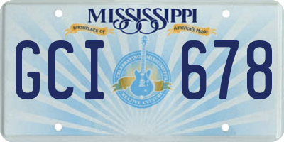 MS license plate GCI678