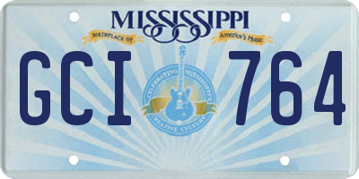 MS license plate GCI764