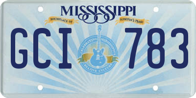 MS license plate GCI783