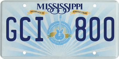 MS license plate GCI800