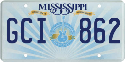 MS license plate GCI862
