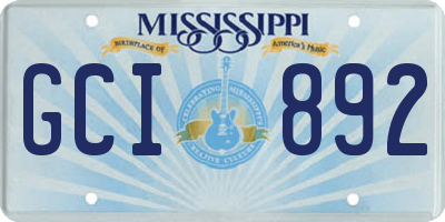 MS license plate GCI892