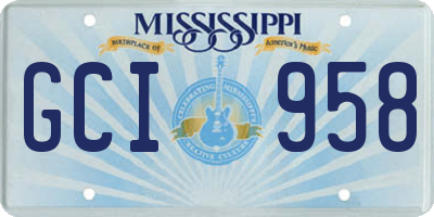 MS license plate GCI958
