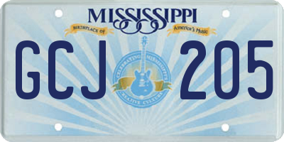 MS license plate GCJ205