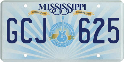 MS license plate GCJ625