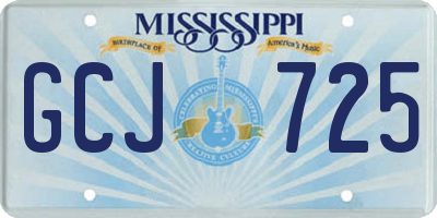 MS license plate GCJ725