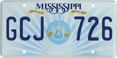 MS license plate GCJ726