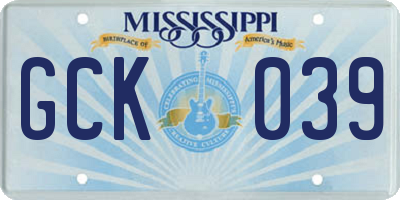 MS license plate GCK039