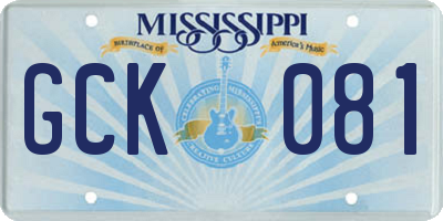 MS license plate GCK081