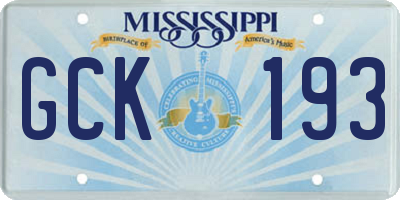 MS license plate GCK193