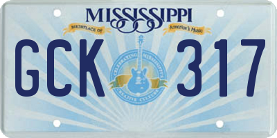 MS license plate GCK317