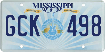 MS license plate GCK498