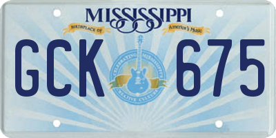 MS license plate GCK675