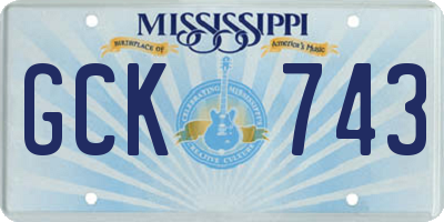 MS license plate GCK743