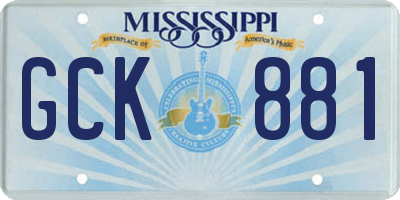 MS license plate GCK881