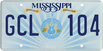 MS license plate GCL104