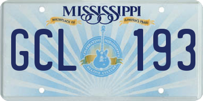 MS license plate GCL193