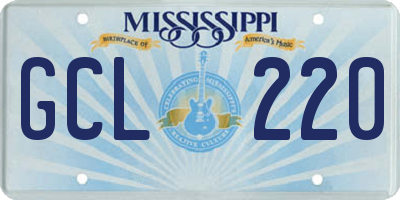 MS license plate GCL220