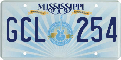 MS license plate GCL254