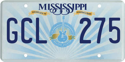 MS license plate GCL275