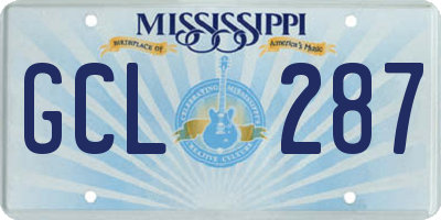 MS license plate GCL287