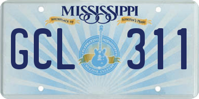 MS license plate GCL311