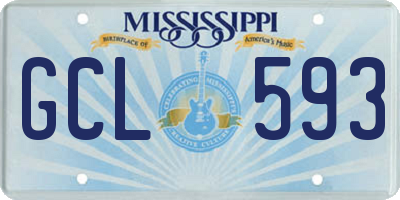 MS license plate GCL593