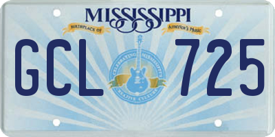 MS license plate GCL725