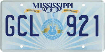 MS license plate GCL921