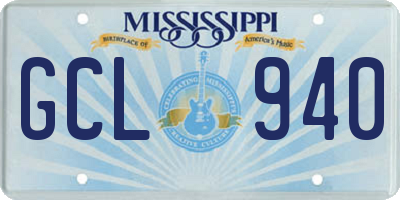 MS license plate GCL940