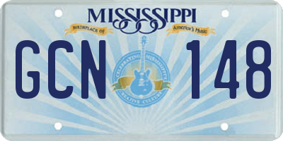 MS license plate GCN148