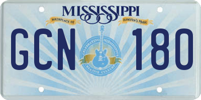 MS license plate GCN180