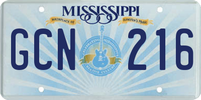 MS license plate GCN216